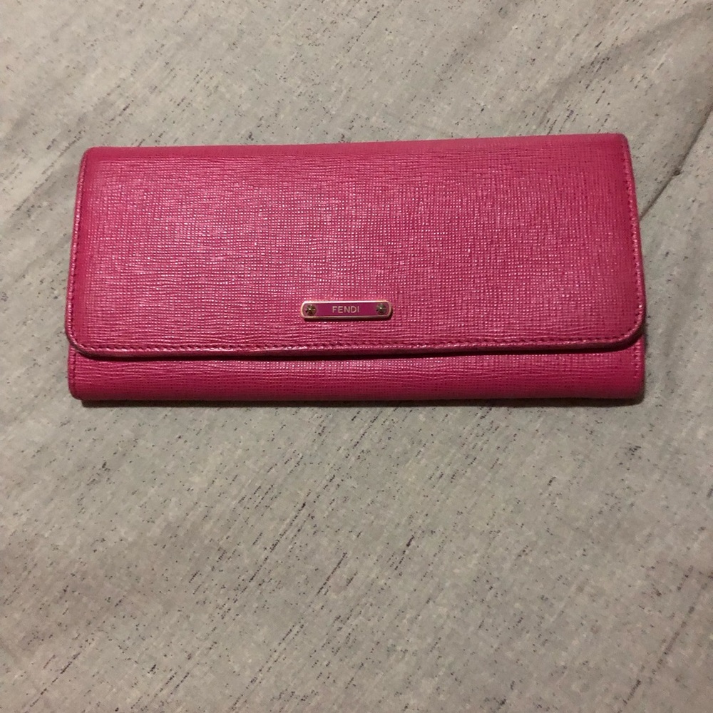 TODAY ONLY:Authentic PINK FENDI LONG WALLET MADE IN ITALY - Rubs on Corners
